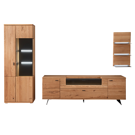 Bursa Wooden Living Room Furniture Set 2 In Oak With LED_3
