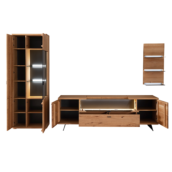 Bursa Wooden Living Room Furniture Set 2 In Oak With LED_4