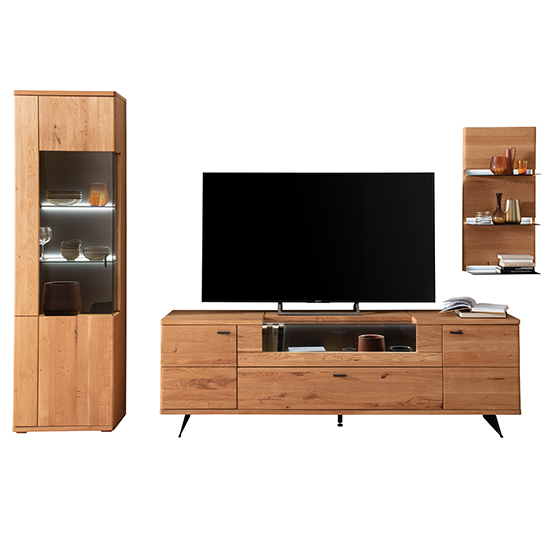 Bursa Wooden Living Room Furniture Set 3 In Oak With LED_2