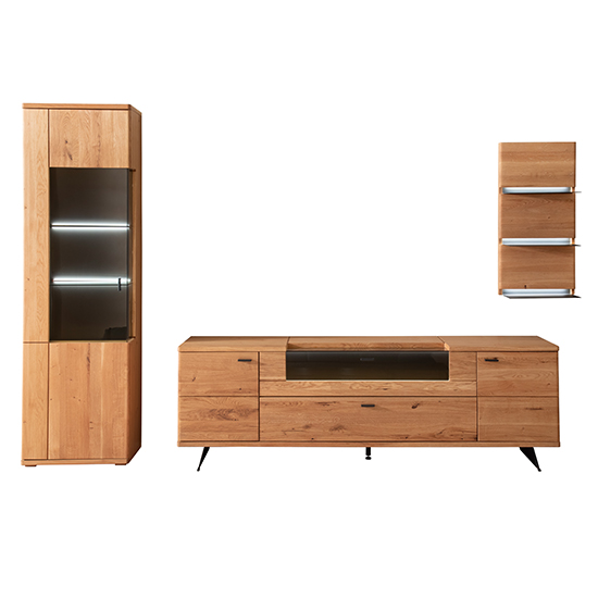Bursa Wooden Living Room Furniture Set 3 In Oak With LED_3