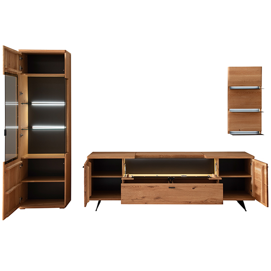 Bursa Wooden Living Room Furniture Set 3 In Oak With LED_4