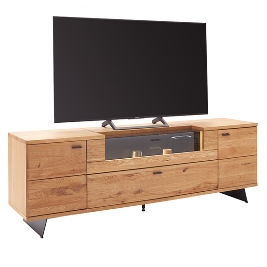 Bursa Wooden TV Stand In Oak With 2 Doors And LED_2