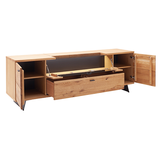 Bursa Wooden TV Stand In Oak With 2 Doors And LED_3