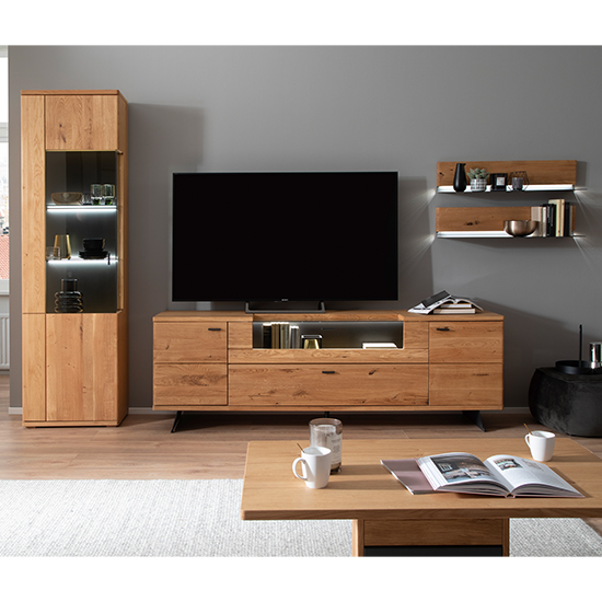Bursa Wooden TV Stand In Oak With 2 Doors And LED_4
