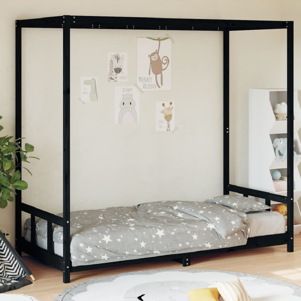 Read more about Burwell 90x190cm wooden children bed in black