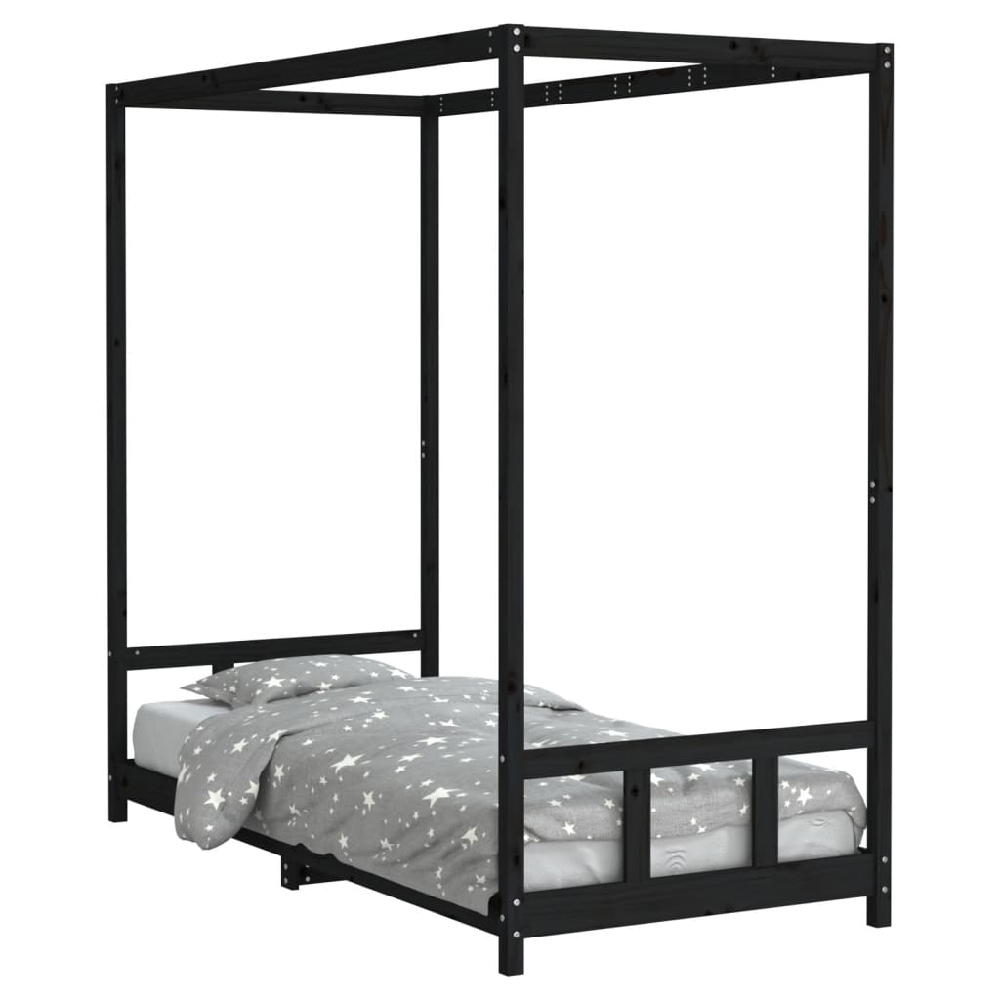 Burwell 90x200cm Wooden Children Bed In Black