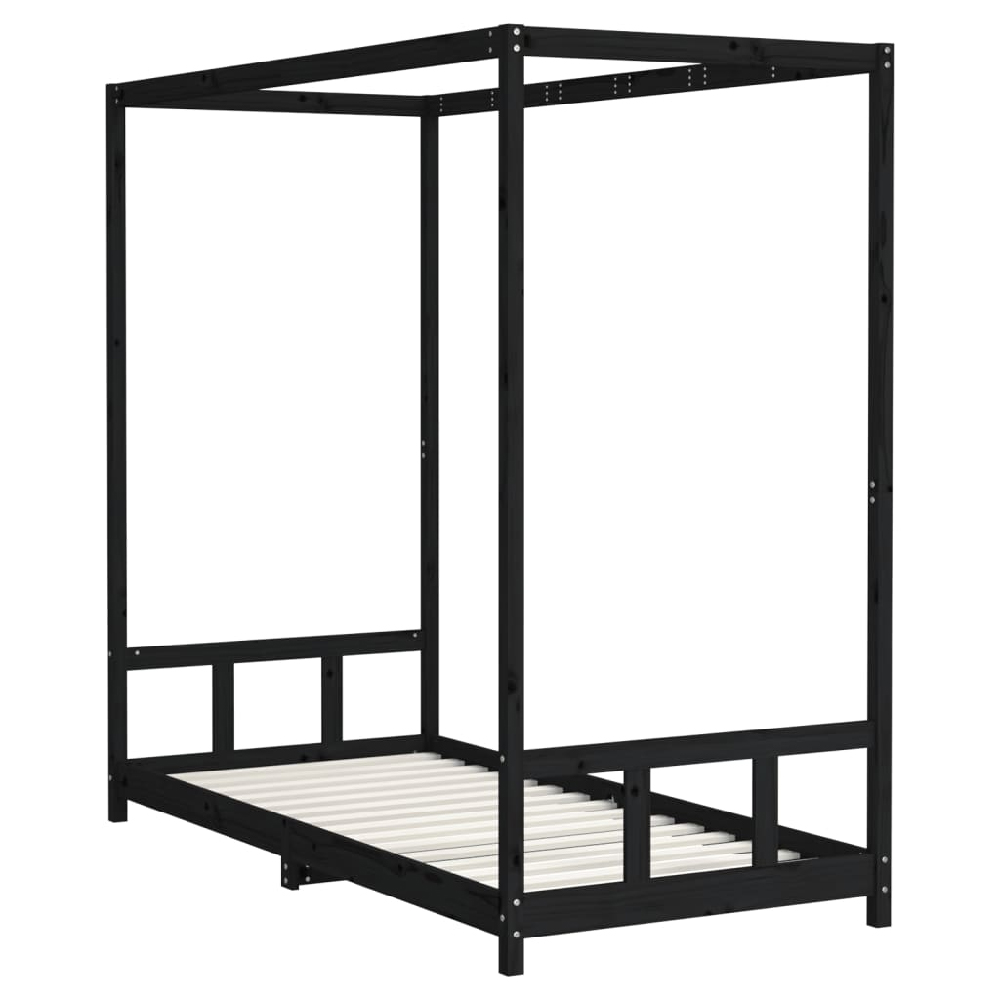 Burwell 90x200cm Wooden Children Bed In Black