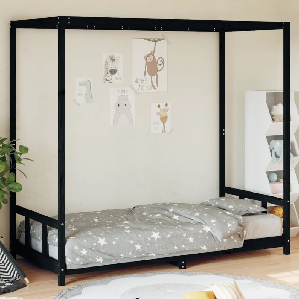 Read more about Burwell 90x200cm wooden children bed in black