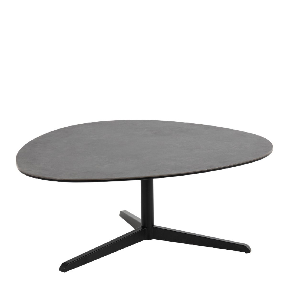 Burwell Ceramic Coffee Table Large With Metal Base In Black
