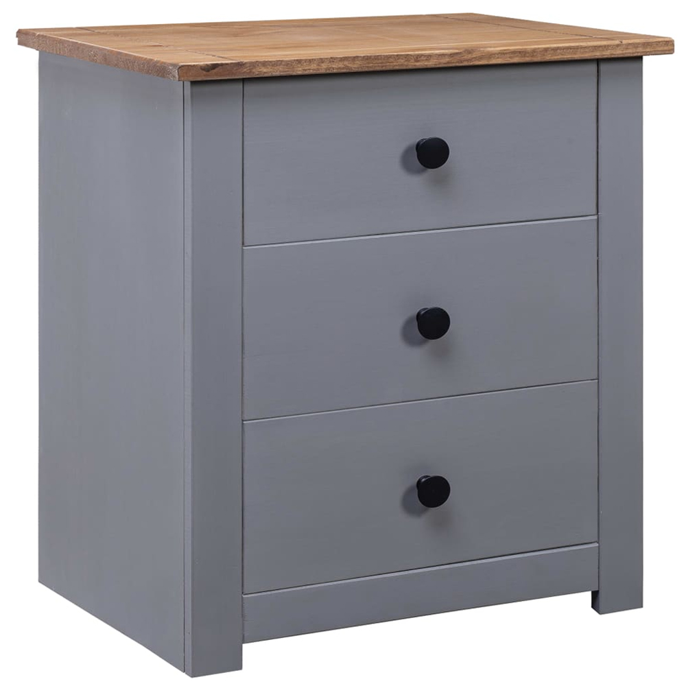 Product photograph of Bury Wooden Bedside Cabinet With 3 Drawers In Grey And Brown from Furniture in Fashion