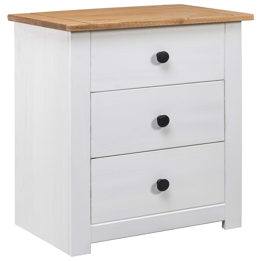 Product photograph of Bury Wooden Bedside Cabinet With 3 Drawers In White And Brown from Furniture in Fashion