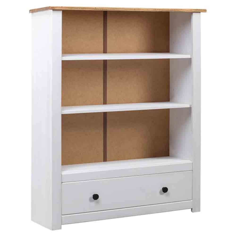 Product photograph of Bury Wooden Bookcase With 1 Door 3 Shelves In White And Brown from Furniture in Fashion