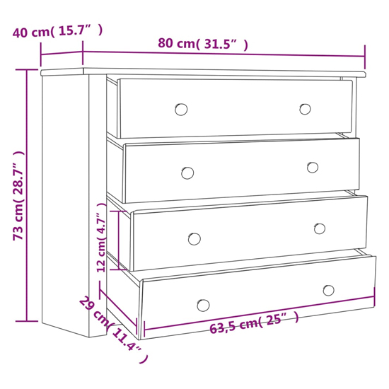 Bury Wooden Chest Of 4 Drawers In Brown
