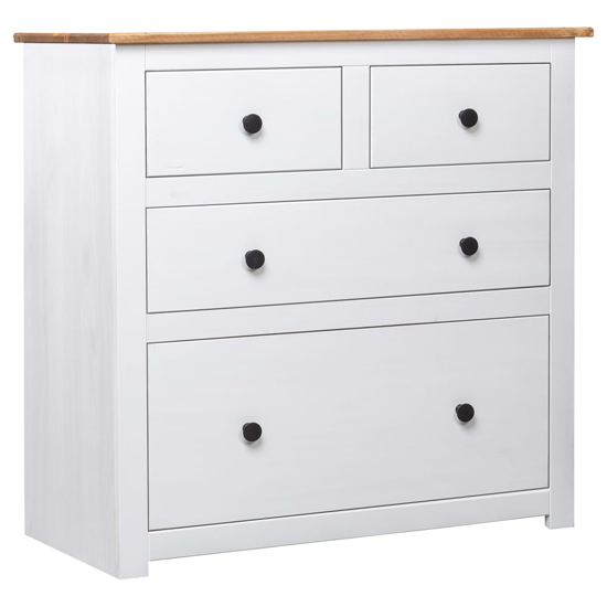 Product photograph of Bury Wooden Chest Of 4 Drawers Tall In White And Brown from Furniture in Fashion