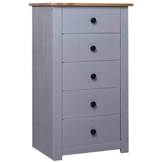 Read more about Bury wooden chest of 5 drawers tall in grey and brown