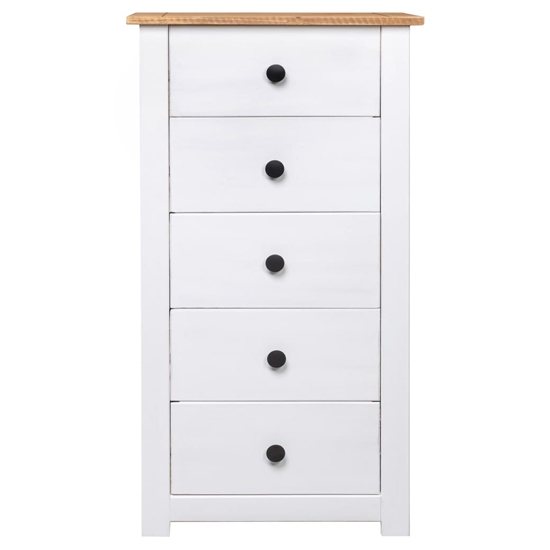 Bury Wooden Chest Of 5 Drawers Tall In White And Brown
