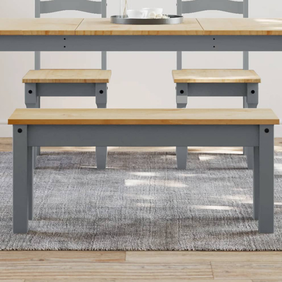 Read more about Bury wooden dining bench in grey and brown