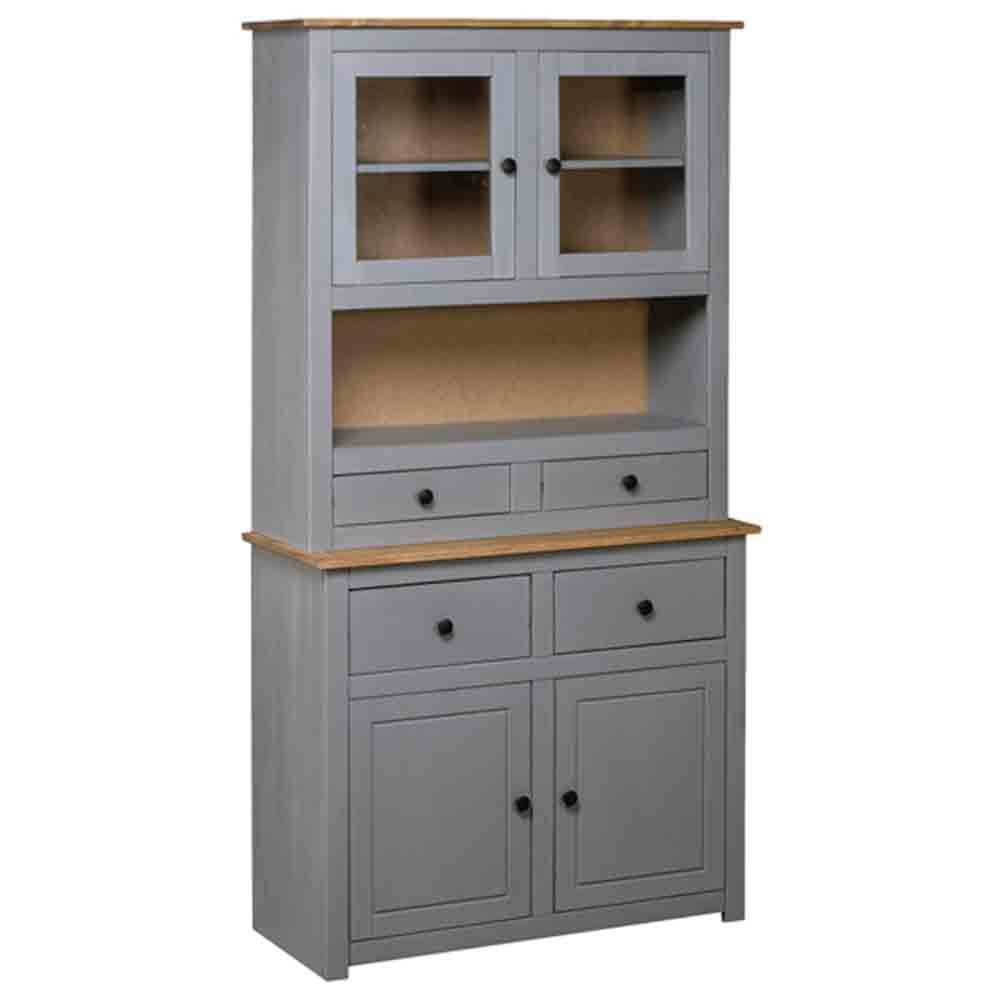 Read more about Bury wooden display cabinet with 4 doors in grey and brown
