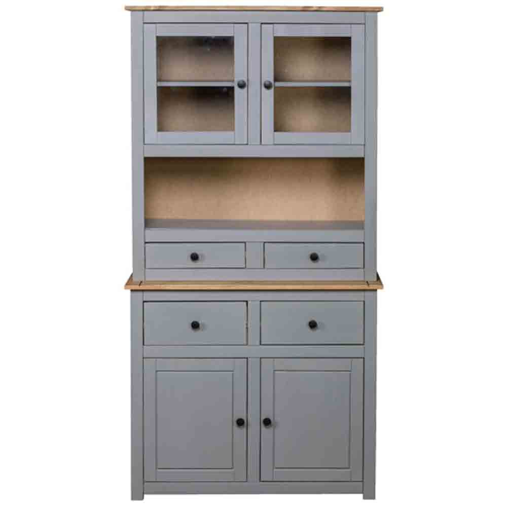 Bury Wooden Display Cabinet With 4 Doors In Grey And Brown