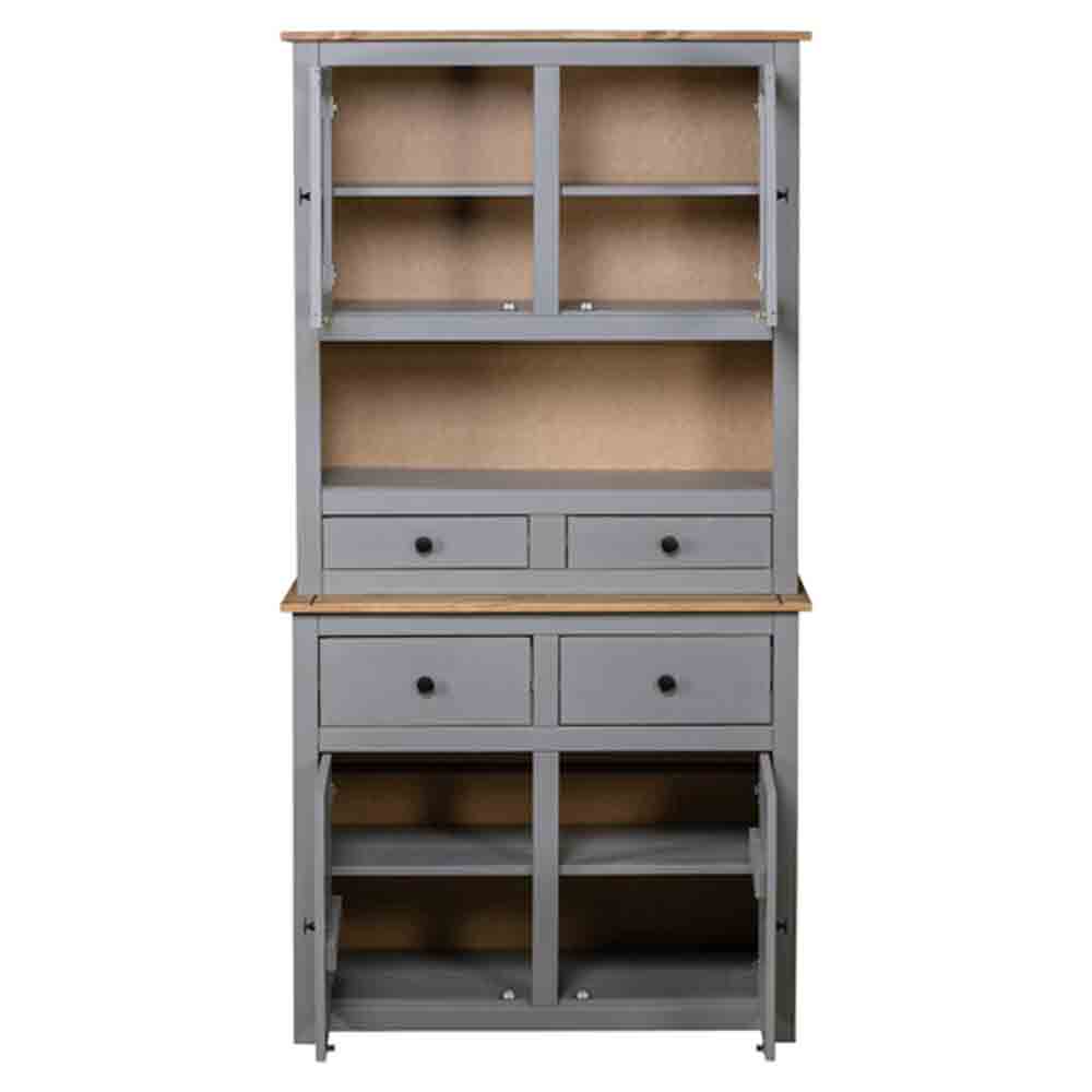 Bury Wooden Display Cabinet With 4 Doors In Grey And Brown