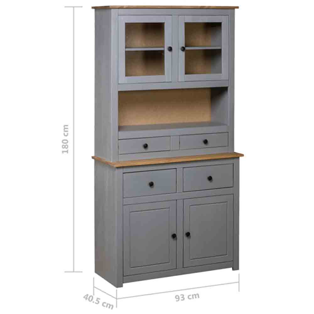 Bury Wooden Display Cabinet With 4 Doors In Grey And Brown