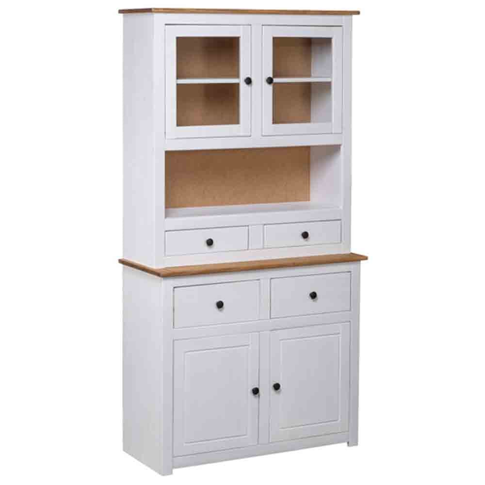 Bury Wooden Display Cabinet With 4 Doors In White And Brown