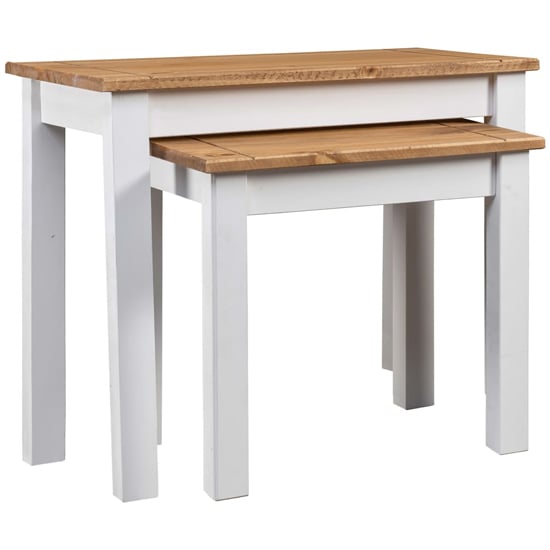 Product photograph of Bury Wooden Nest Of 2 Tables In White And Brown from Furniture in Fashion