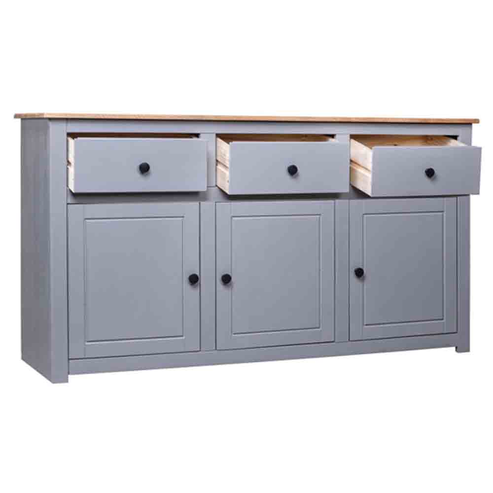 Bury Wooden Sideboard With 3 Doors 3 Drawers In Grey And Brown