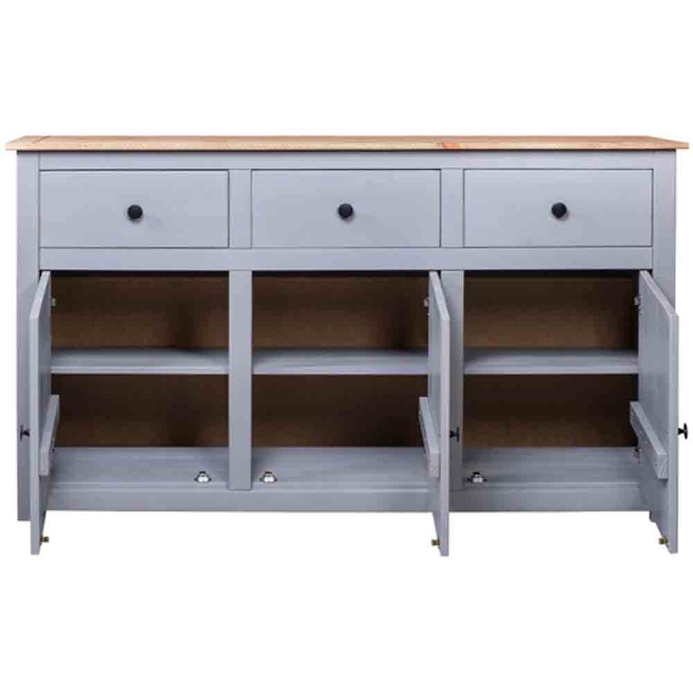 Bury Wooden Sideboard With 3 Doors 3 Drawers In Grey And Brown