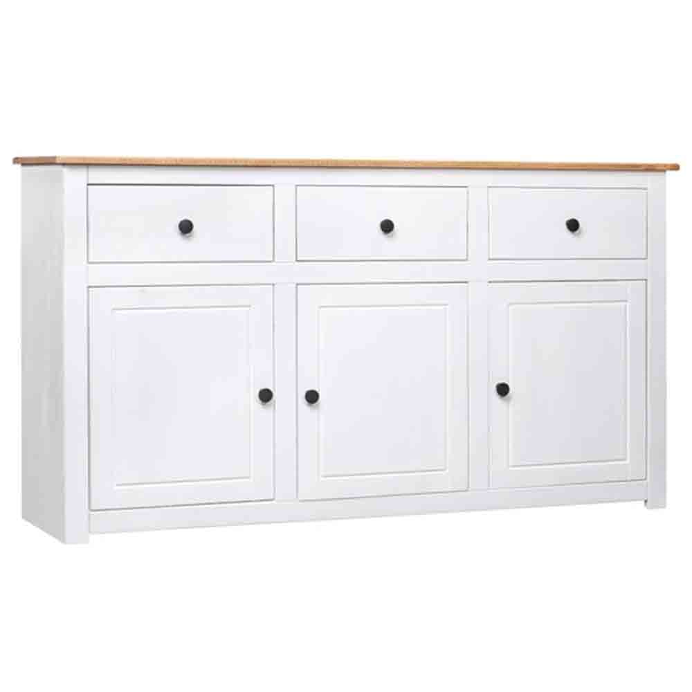 Product photograph of Bury Wooden Sideboard With 3 Doors 3 Drawers In White And Brown from Furniture in Fashion