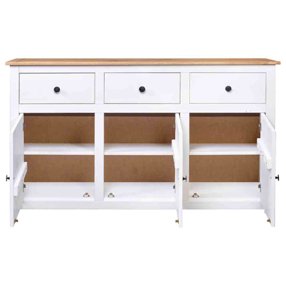 Bury Wooden Sideboard With 3 Doors 3 Drawers In White And Brown
