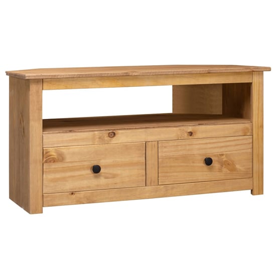 Product photograph of Bury Wooden Tv Stand Corner With 2 Drawers In Brown from Furniture in Fashion