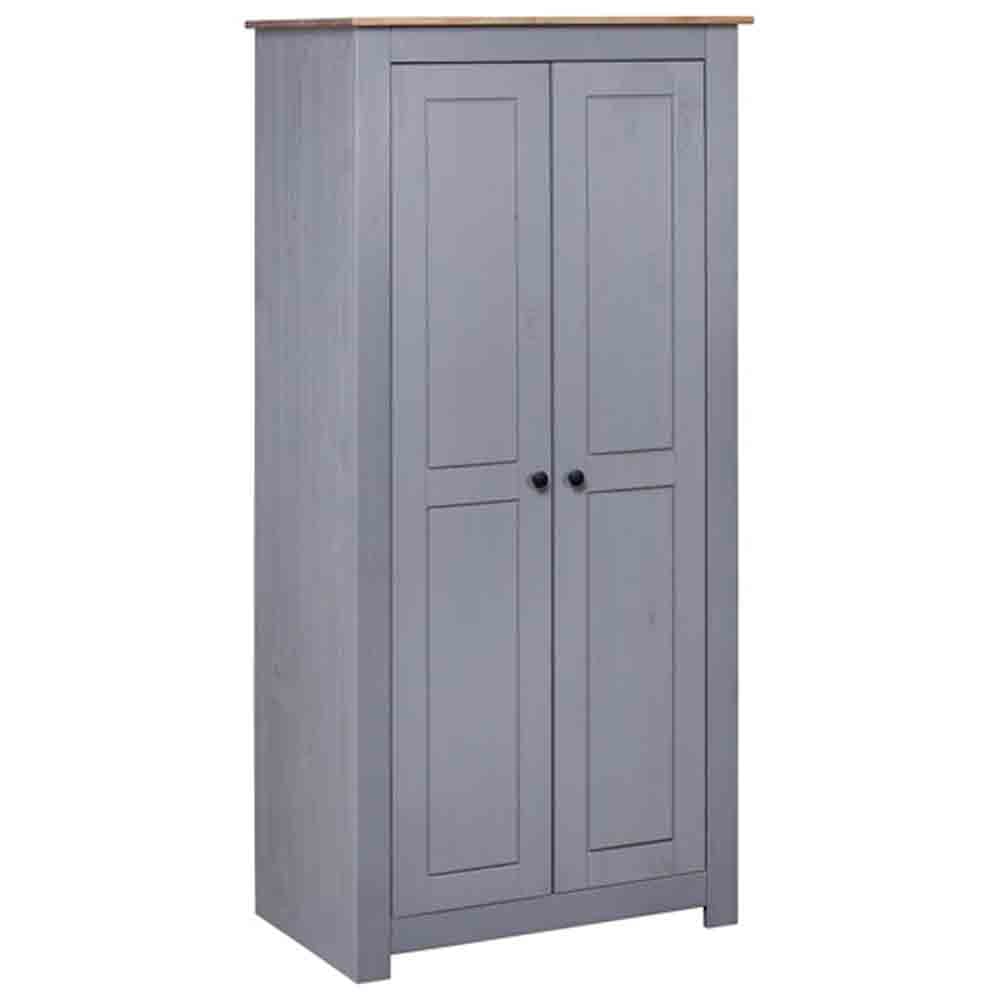 Product photograph of Bury Wooden Wardrobe With 2 Doors In Grey And Brown from Furniture in Fashion