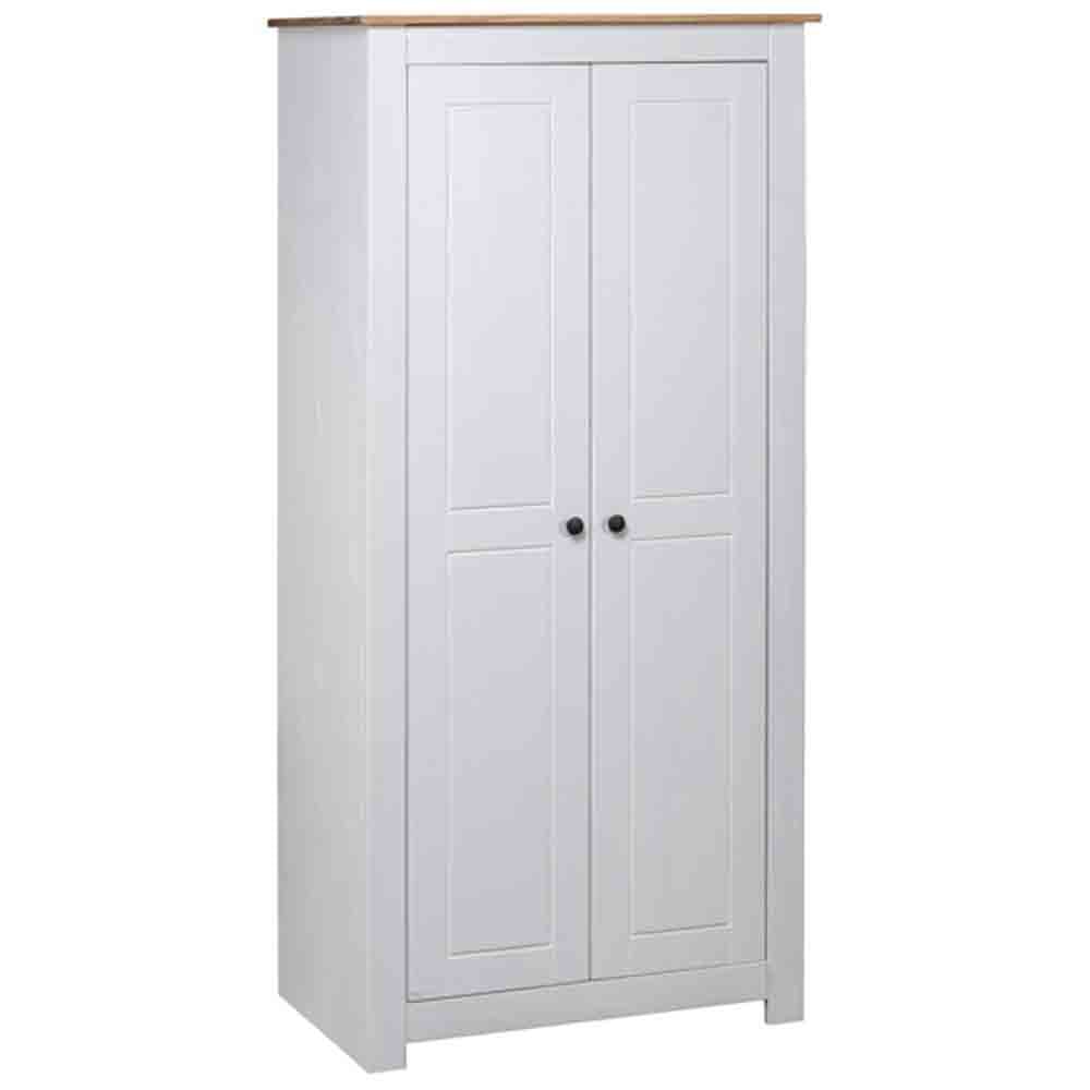 Product photograph of Bury Wooden Wardrobe With 2 Doors In White And Brown from Furniture in Fashion