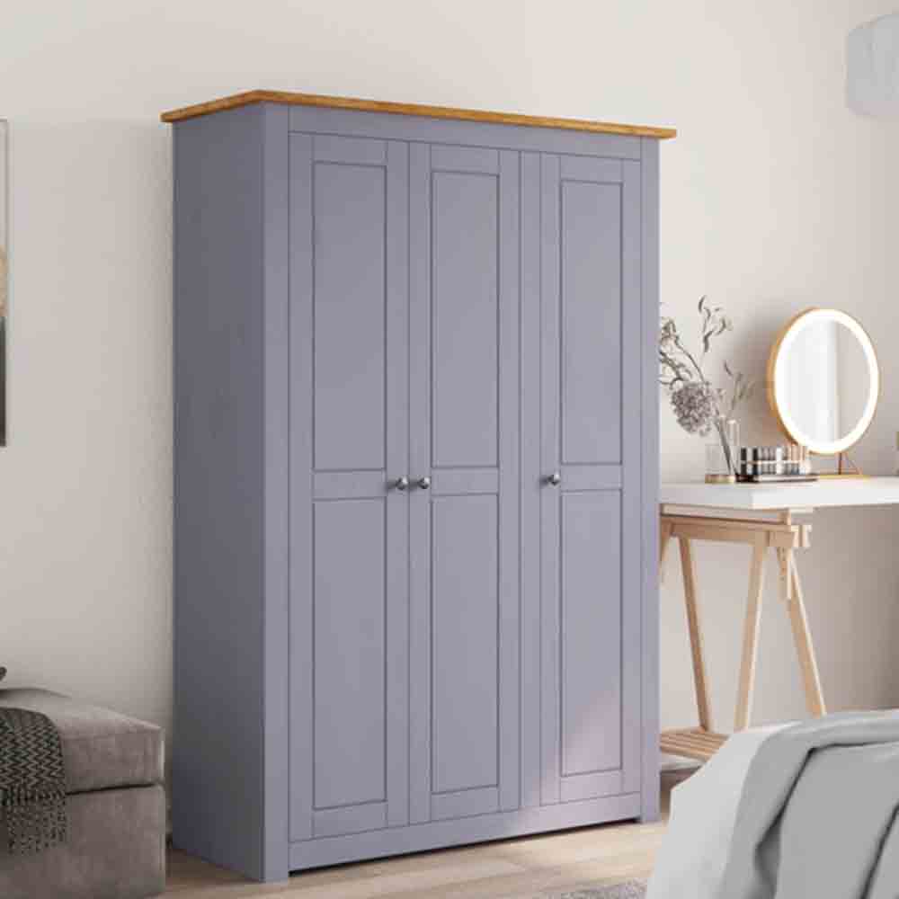 Read more about Bury wooden wardrobe with 3 doors in grey and brown