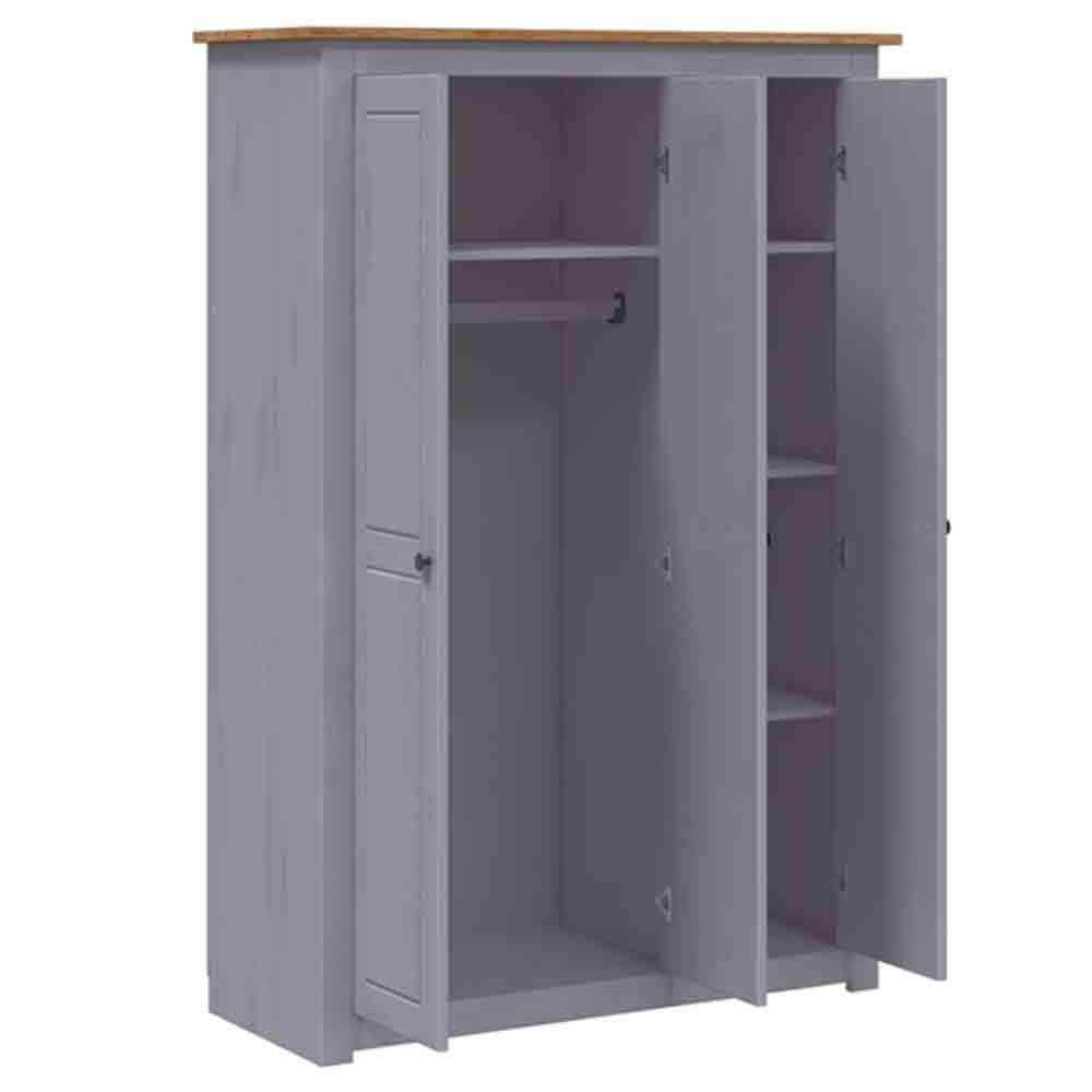 Bury Wooden Wardrobe With 3 Doors In Grey And Brown
