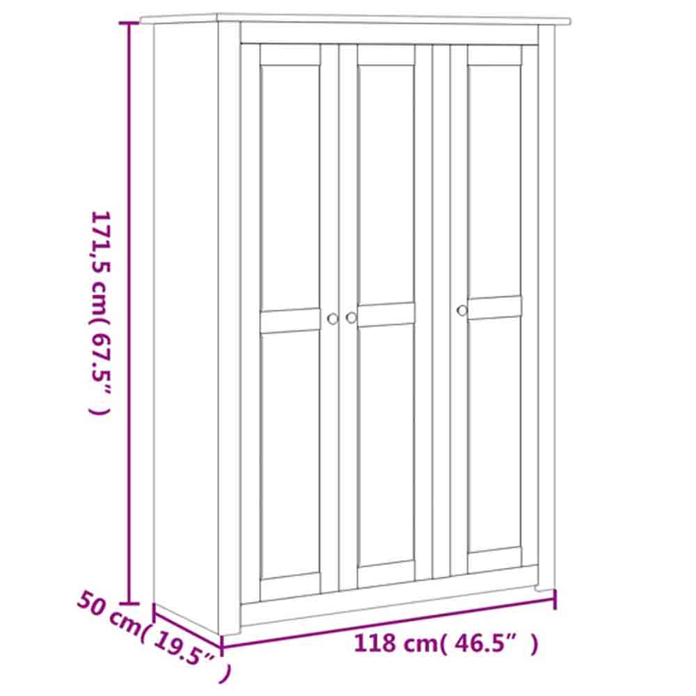 Bury Wooden Wardrobe With 3 Doors In Grey And Brown