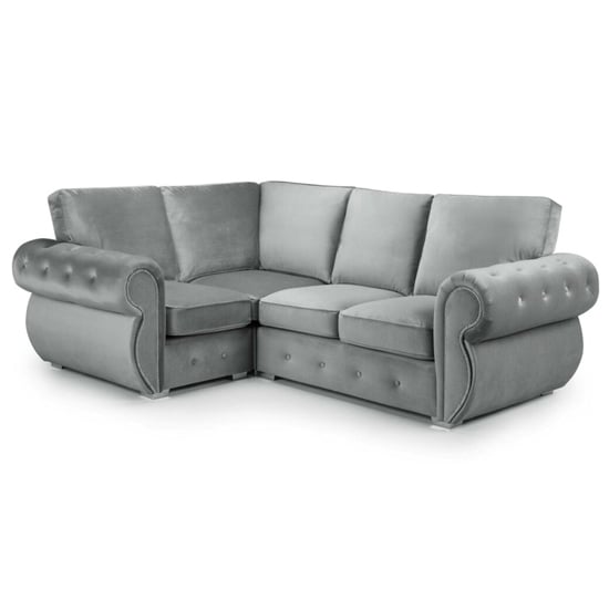 Bushman Plush Velvet Right Hand Corner Sofa In Grey_1