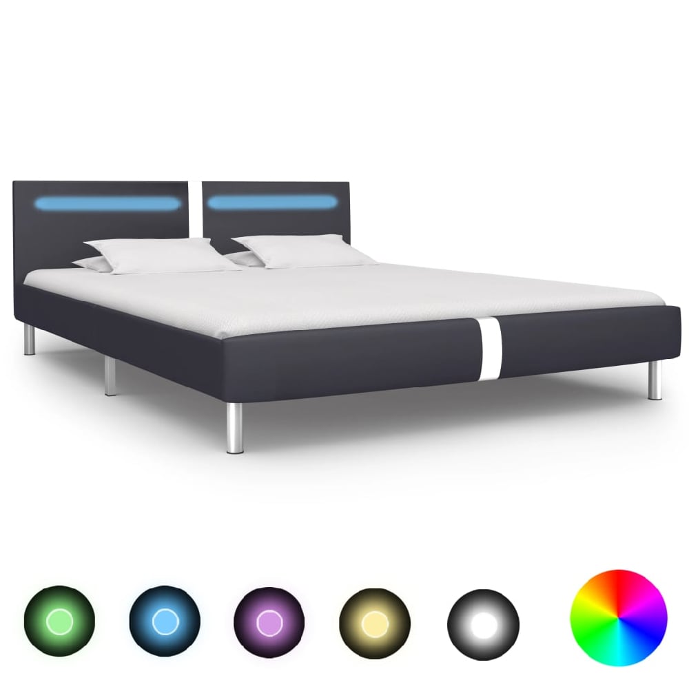 Read more about Bushnell faux leather double bed in black with led