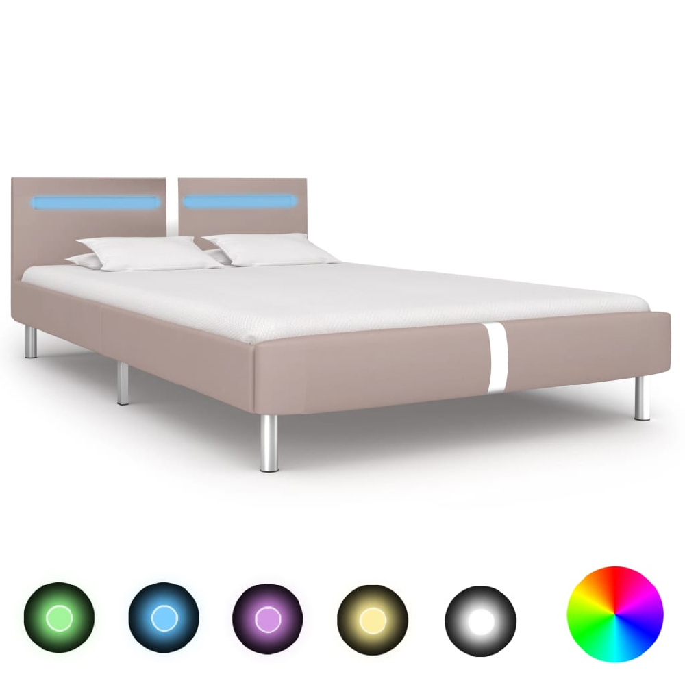 Read more about Bushnell faux leather double bed in cappuccino with led