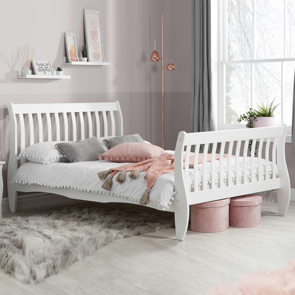 Bushnell Wooden Small Double Bed In White