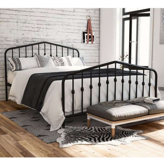 Bushwick Metal King Size Bed In Black FiF