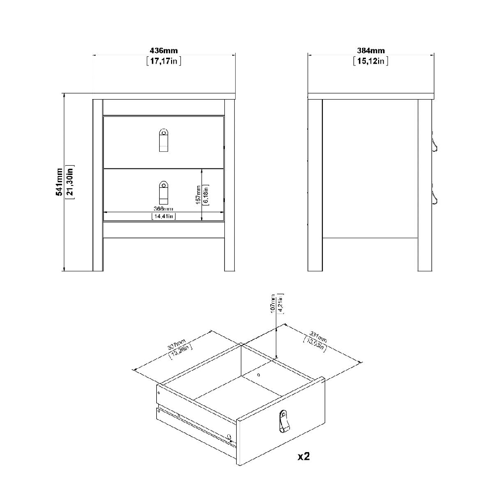 Butler Wooden Bedroom Set With 2 Doors Wardrobe In White