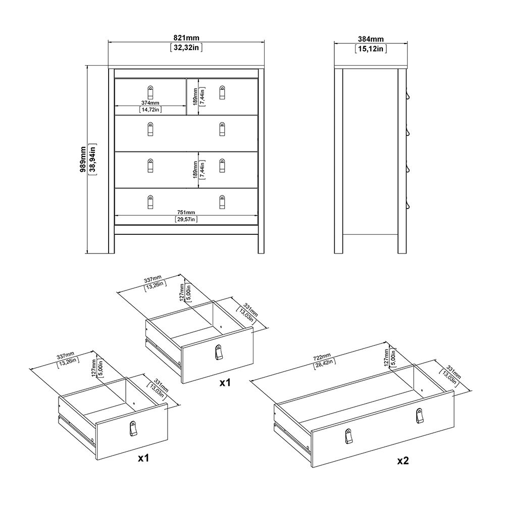 Butler Wooden Bedroom Set With 2 Doors Wardrobe In White
