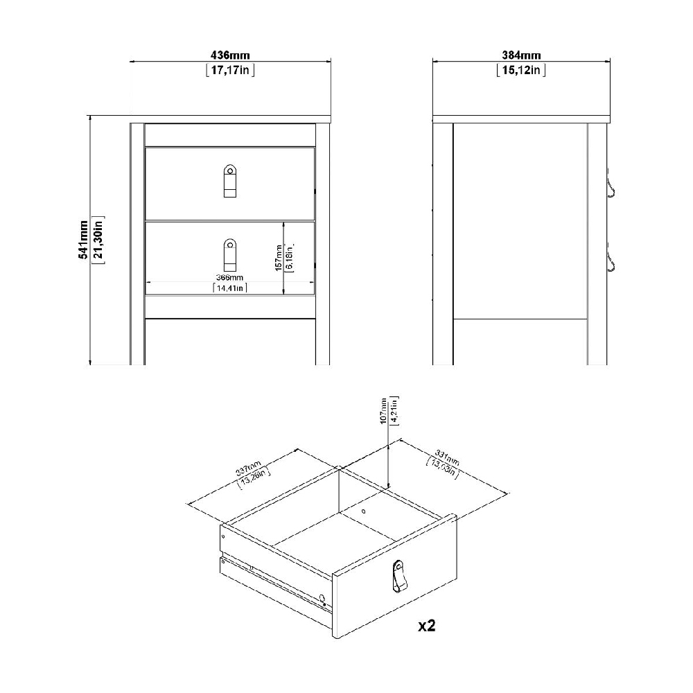 Butler Wooden Bedroom Set With 3 Doors Wardrobe In Black
