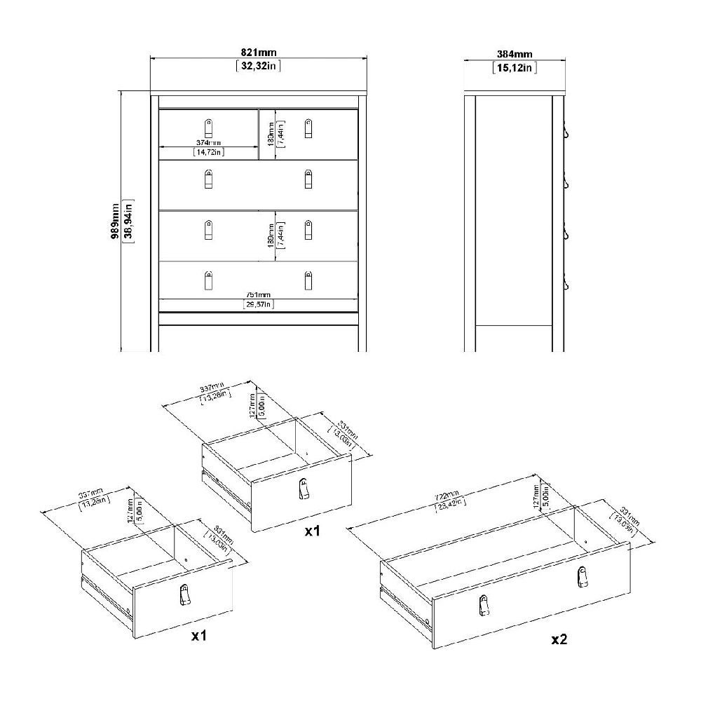 Butler Wooden Bedroom Set With 3 Doors Wardrobe In White