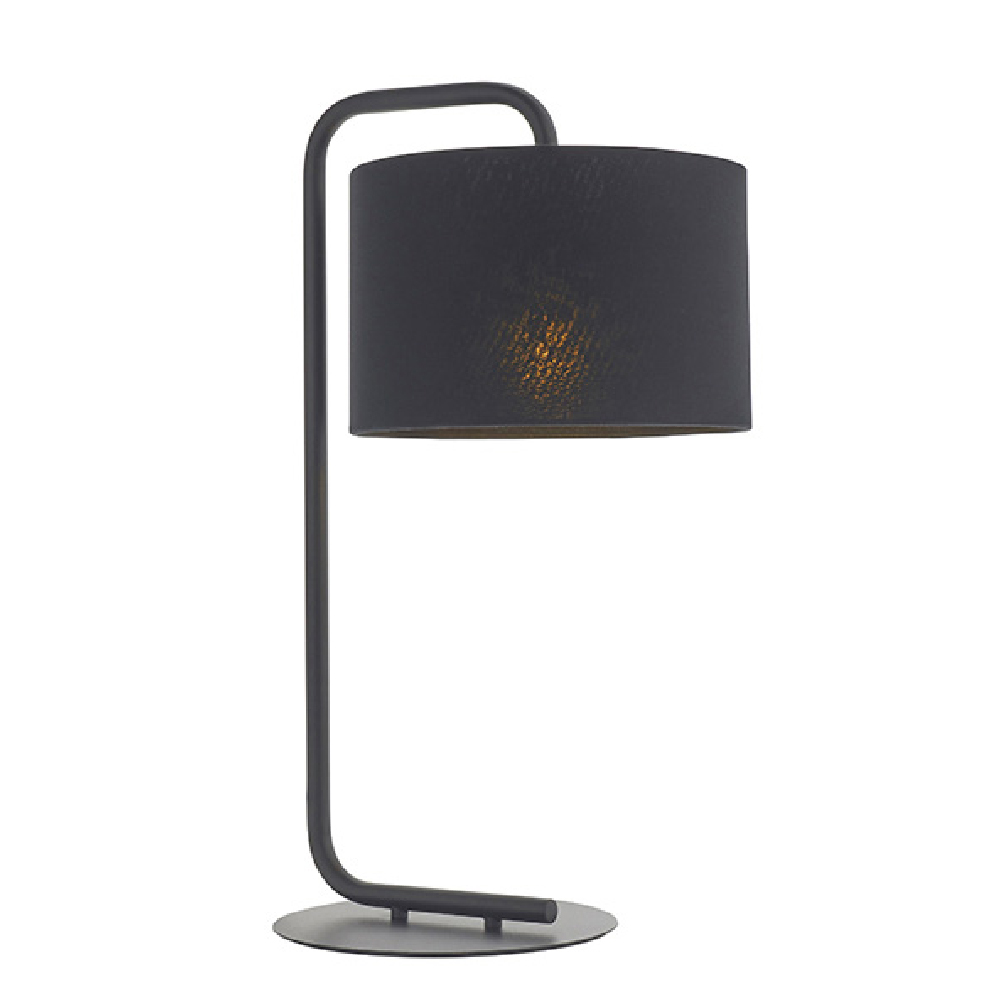 Butte Black Fabric Cylinder Shade Table Lamp In Satin Black