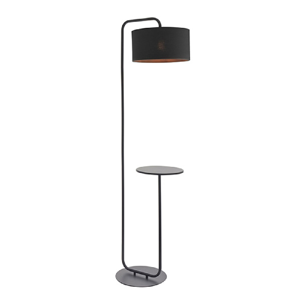 Butte Cylinder Shade Floor Lamp With Table In Matt Black