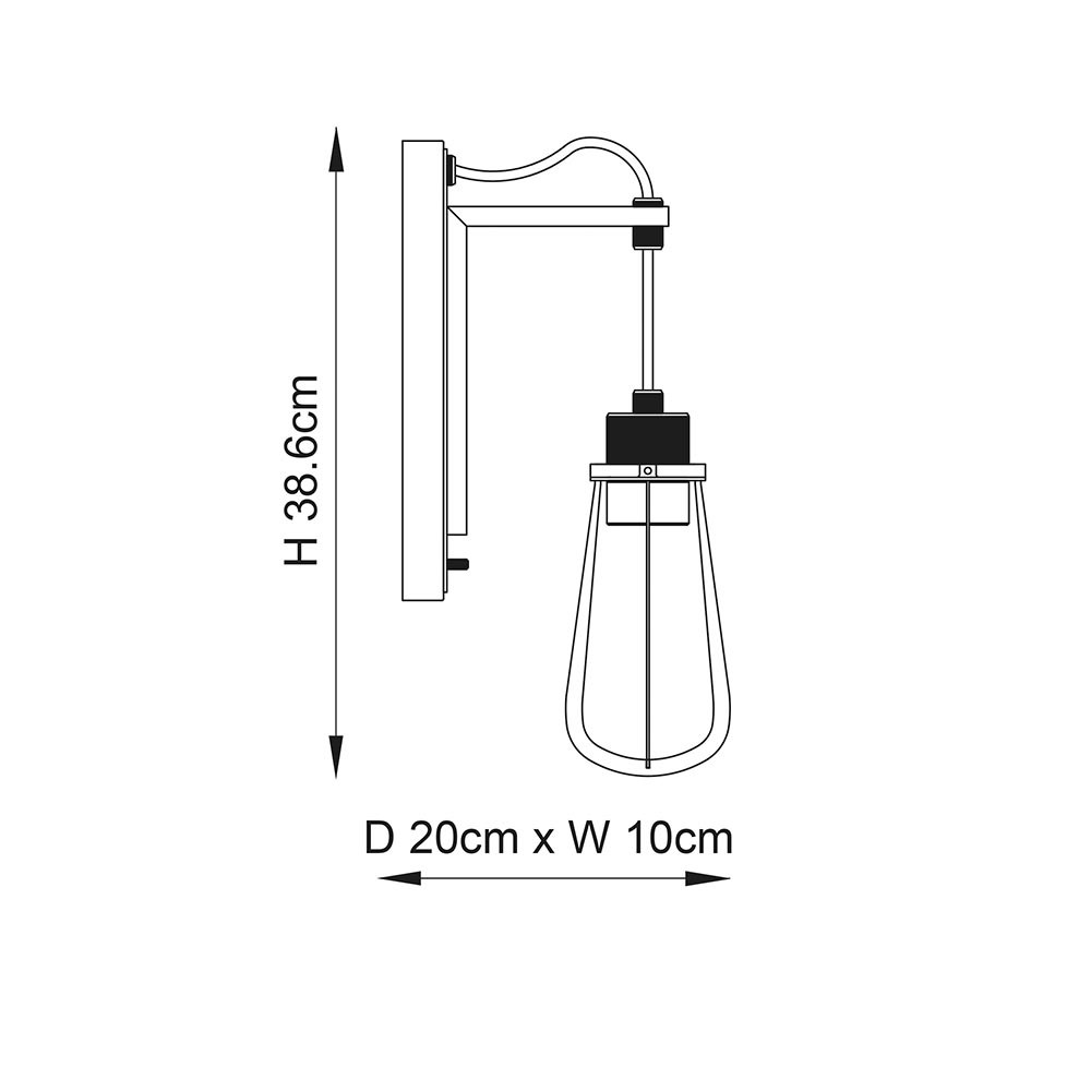 Butte Glass Wall Light With Metal Frame In Matt Black