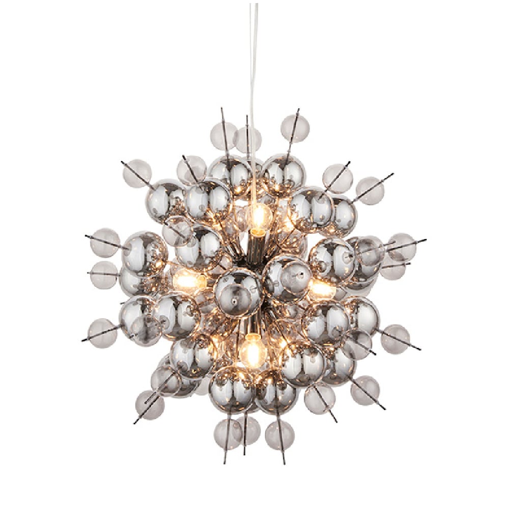 Butte Smoked Glass Pendant Ceiling Light In Chrome